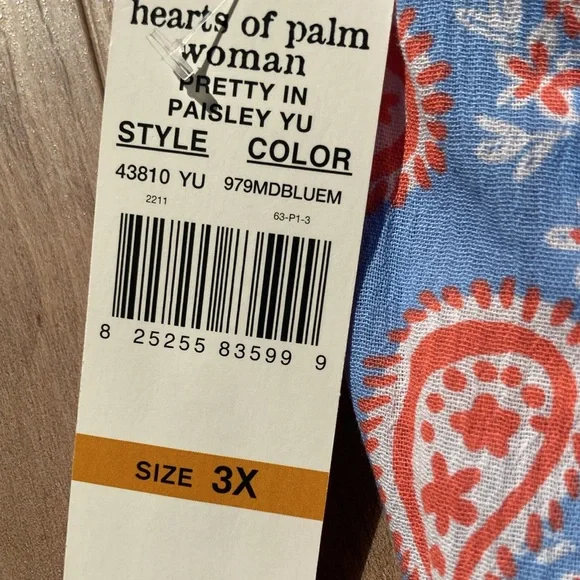 Hearts of Palm short paisley floral print pull on short cotton casual boho 3X - Picture 7 of 15